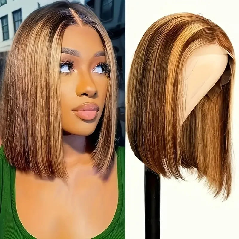 Perruque Bob Cheveux Humains | 13x4 Lace Front | 220% Densité | Coloris 4/27 Or | Wear & Go | Femmes Noires