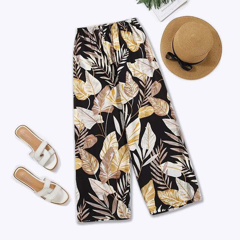 Women's Casual Loose Wide Leg Cozy Pants Sweatpants Summer Beach Pants High Stretch Elastic Waistband