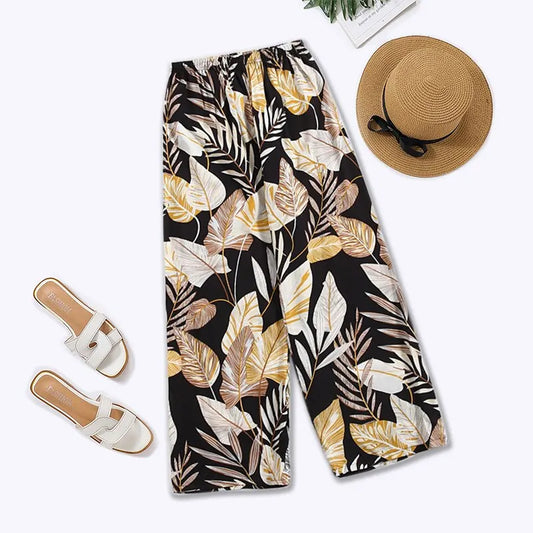 Women's Casual Loose Wide Leg Cozy Pants Sweatpants Summer Beach Pants High Stretch Elastic Waistband