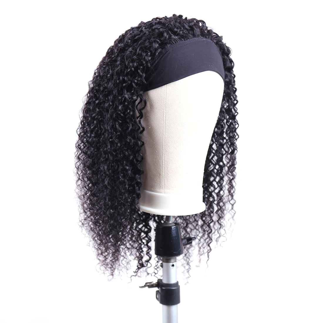 Perruque Headband Kinky Curly | Machine Made | Cheveux Humains Brésiliens Remy | 180% Densité | Couleur Naturelle