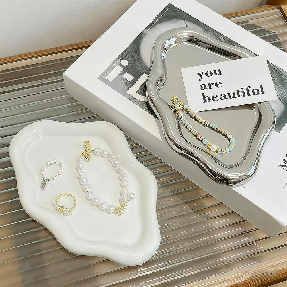 Plateau à Bijoux Forme Nuage | Présentoir Boucles d'Oreilles & Bagues Électroplaqué | Accessoires Bureau