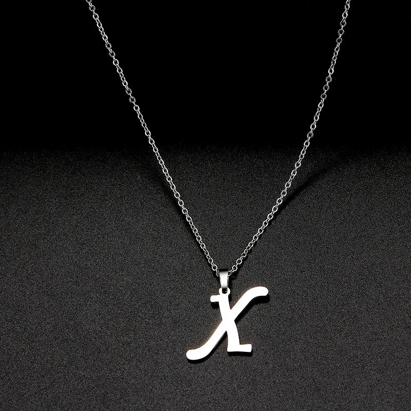 Collier Initiale Grand Alphabet A-Z | Acier 316L Minimaliste | Pendentif Femme | Cadeau Bijou