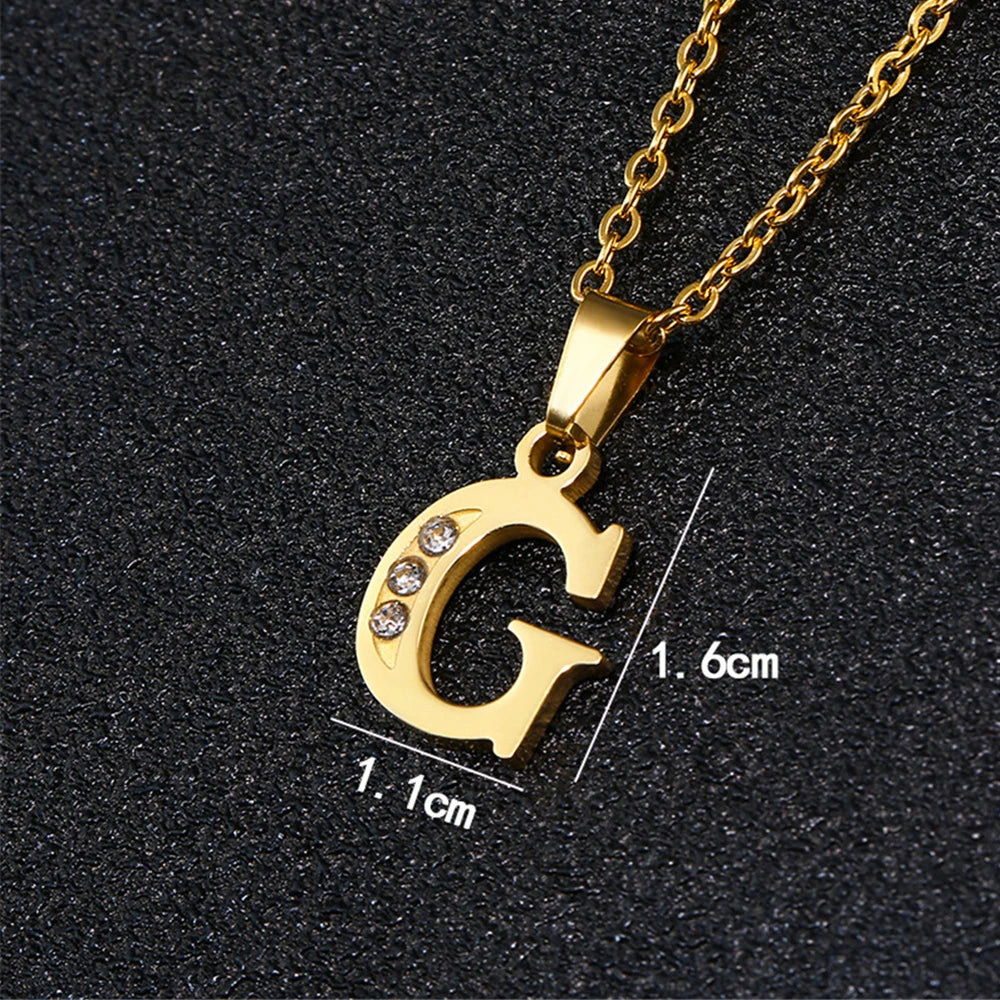 Initial A-Z Letter Name Pendant Necklace Gold Color Stainless Steel Small Alphabet Necklace For Women Jewelry Birthday Gift