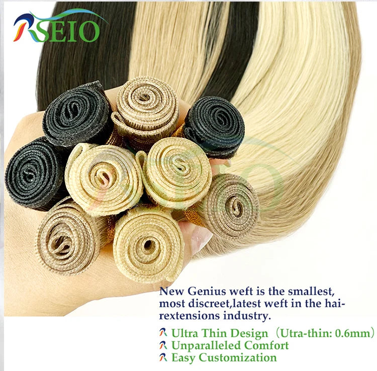 Tissage Weft Cheveux Humains Remy Naturel | 14-26 Pouces | Bouclable | Blonde & Lisse | Salon