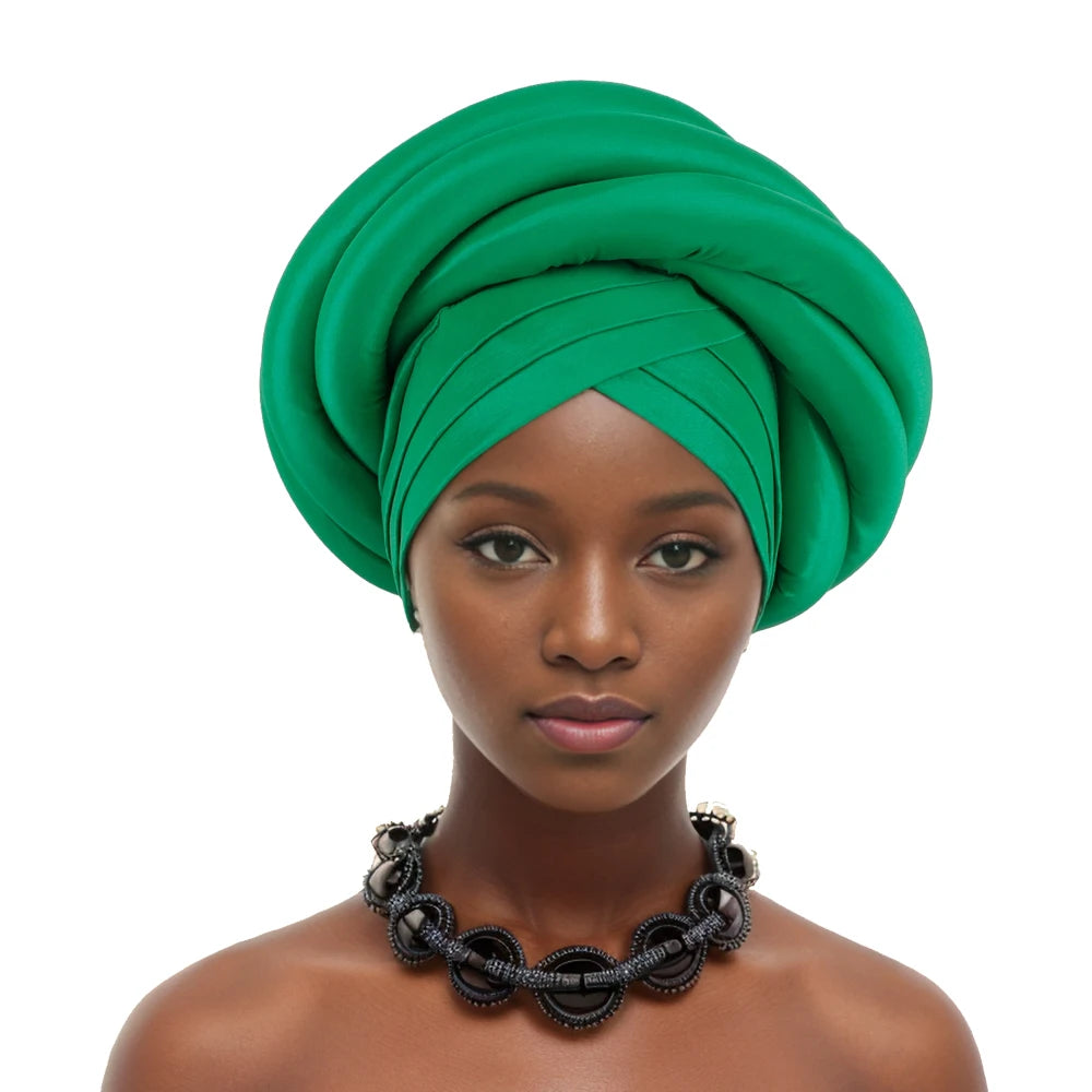 Turban Tressé Africain | Soie Lagos Autogele | Foulard Tête | Femme Africaine & Musulmane | Mariage & Fête | Headwrap