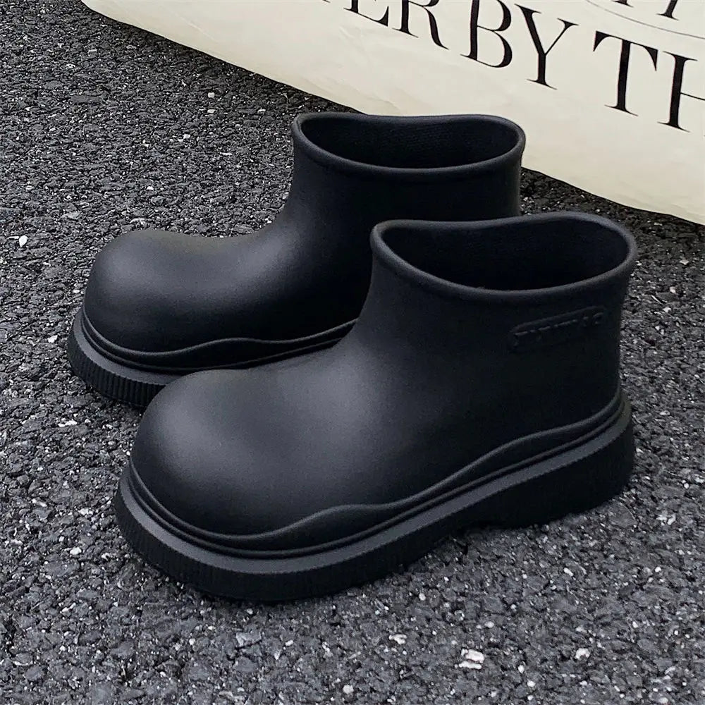 Bottes de Pluie Femme Imperméables | Tige Courte Large | Semelle Épaisse | Chaussures Eau Confortables