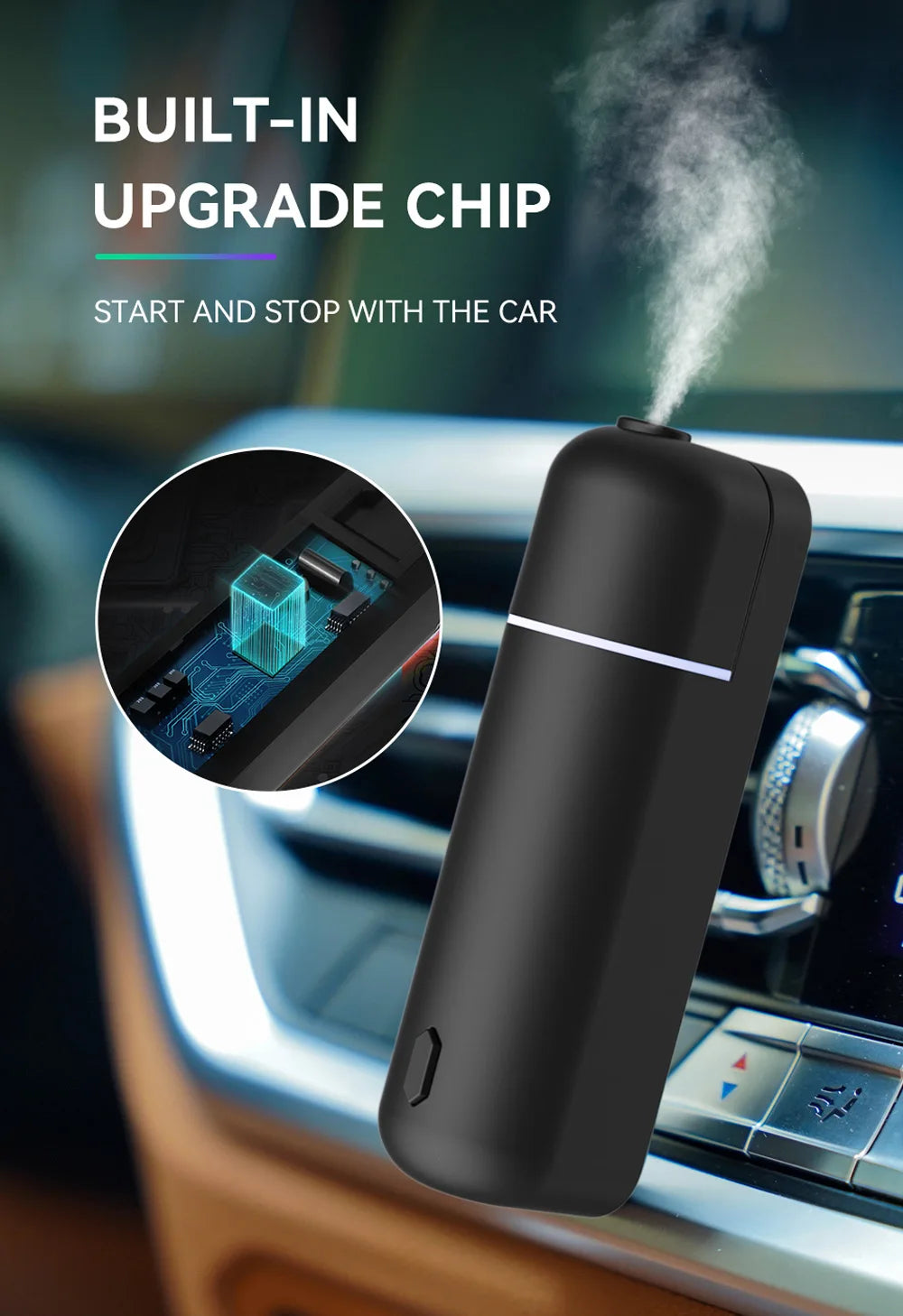 Car Air Freshener Perfume Vent Clip Electric Aroma Diffuser Cordless with 6 Scents Small Portable Gifts Essential Oil Diffuser