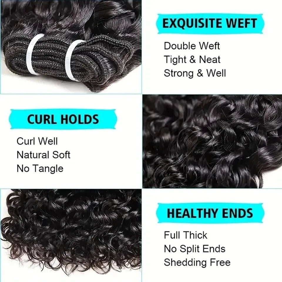 Tissage Kinky Curly Cheveux Humains Courts | Avec Closure | 100% Non-Traité | Remy Naturel
