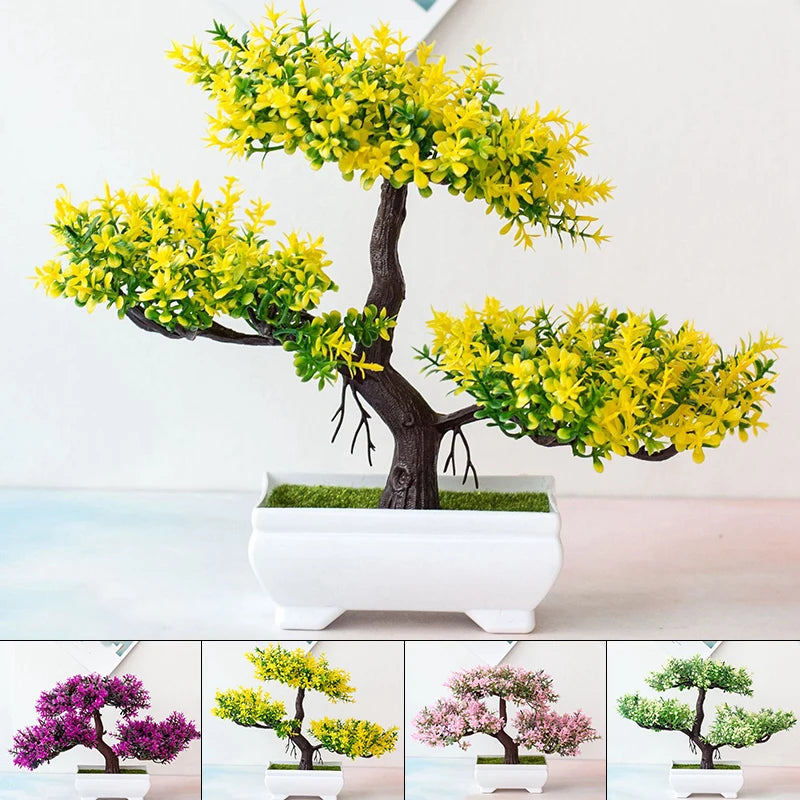 Bonsaï Artificiel Pot | Arbre Faux Fleurs | Décoration Bureau, Salon & Hôtel