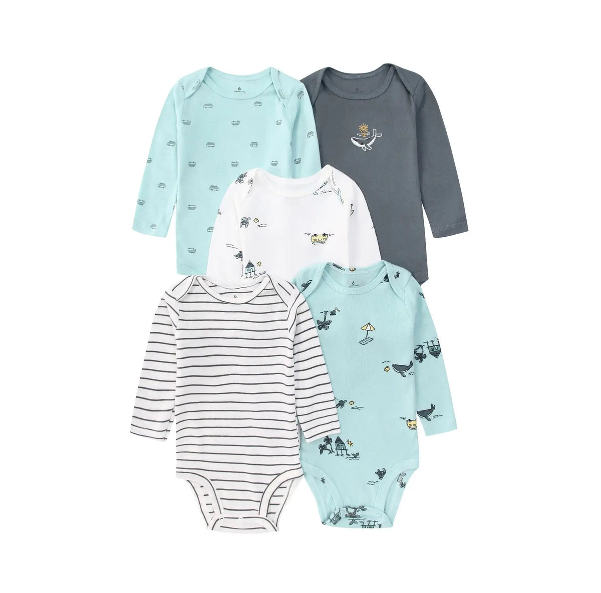 Lot 5 Bodys Bébé 2026 | Combinaison Garçon & Fille | Manches Longues | 100% Coton | Nouveau-Né