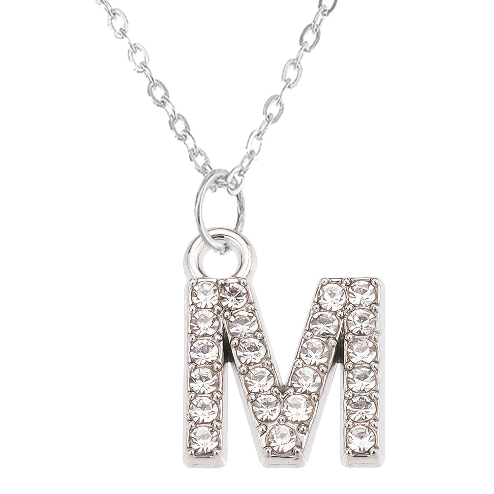 Collier Pendentif Lettre Brillant A-Z | 26 Initiales | Chaîne Clavicule | Bijou Saint-Valentin & Cadeau
