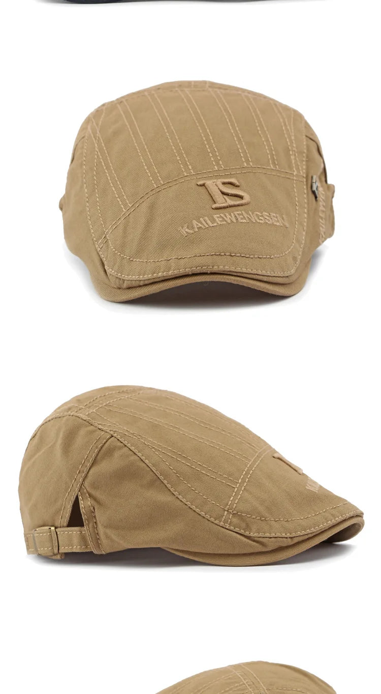 2026 Hat Men's Spring Summer Embroidery Cotton Cap British Vintage Fashion Forward Hat Women's Casual Beret Youth Hat