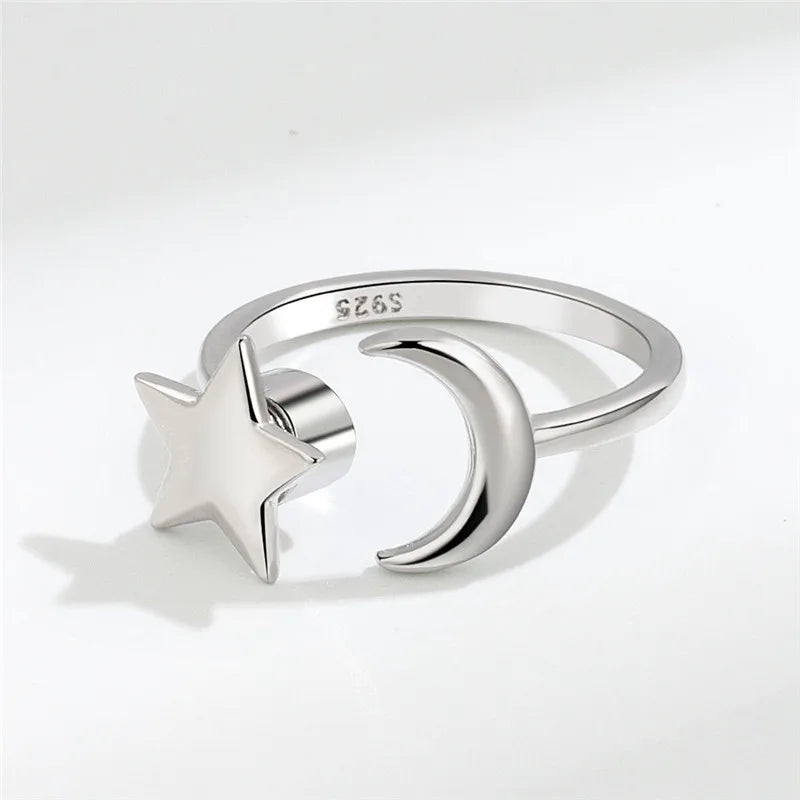 Rotating Jewelry Adjustable Anxiety Ring For Women Girls Fashion Flower Round Beads Pendant Finger Rings Anti-Stress Gifts