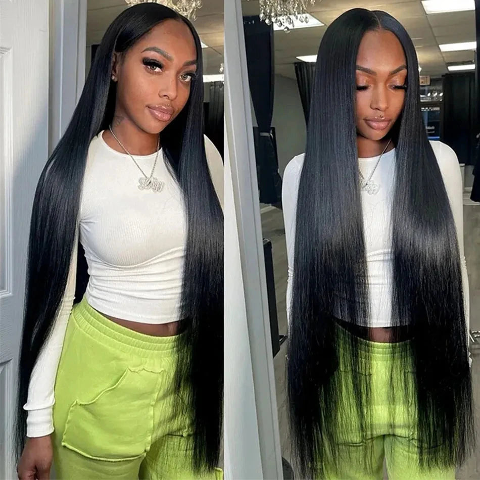 13x4 Brazilian Human Hair Wig Wear and Go 200 Density Straight 13x6 Hd Lace Frontal Wigs Natural Black Pre Plucked Baby Hair