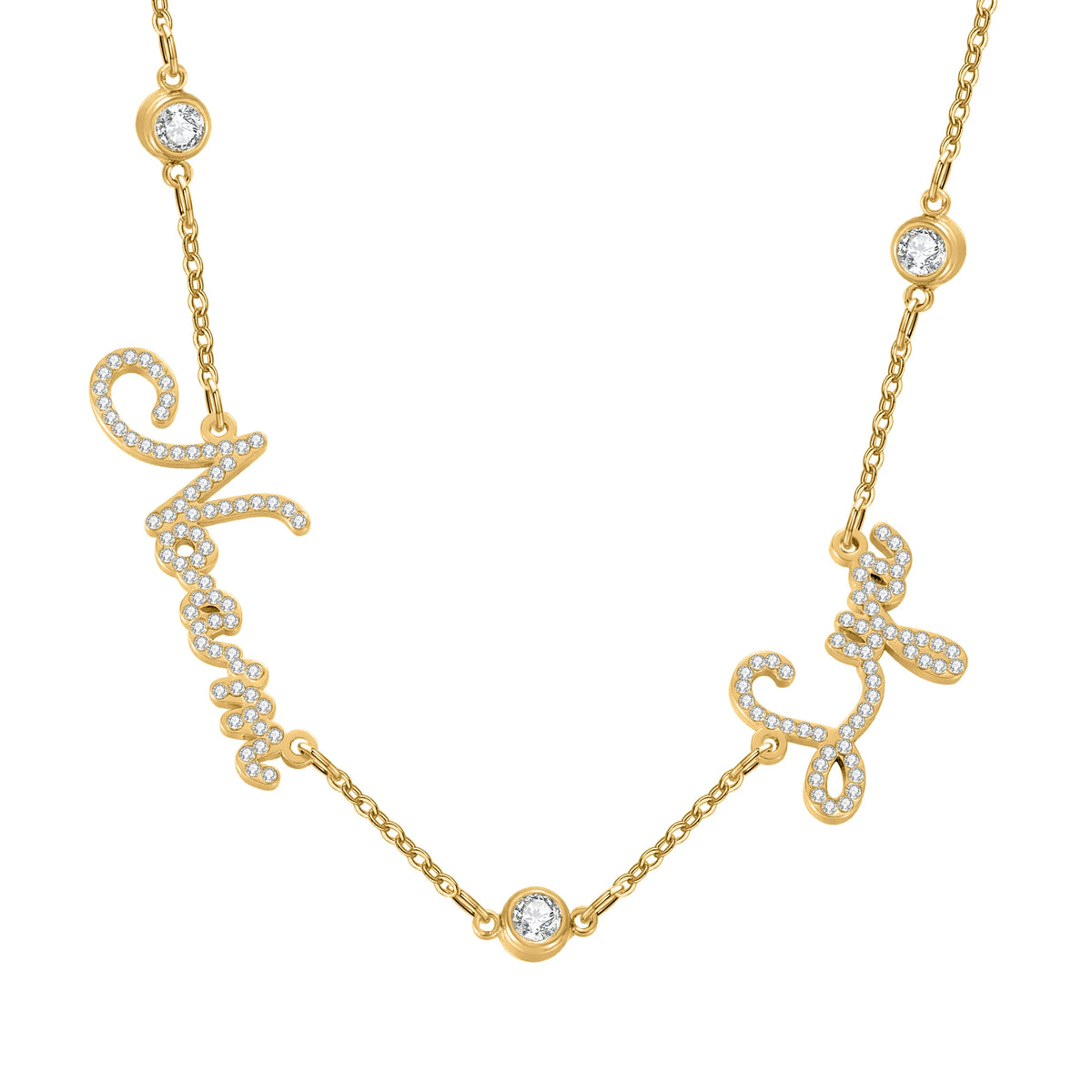 Customized Multi-Name Necklace Ice Out Necklace in 925 Sterling Silver Multi-Name Family Gold Pendant Gifts for Friends