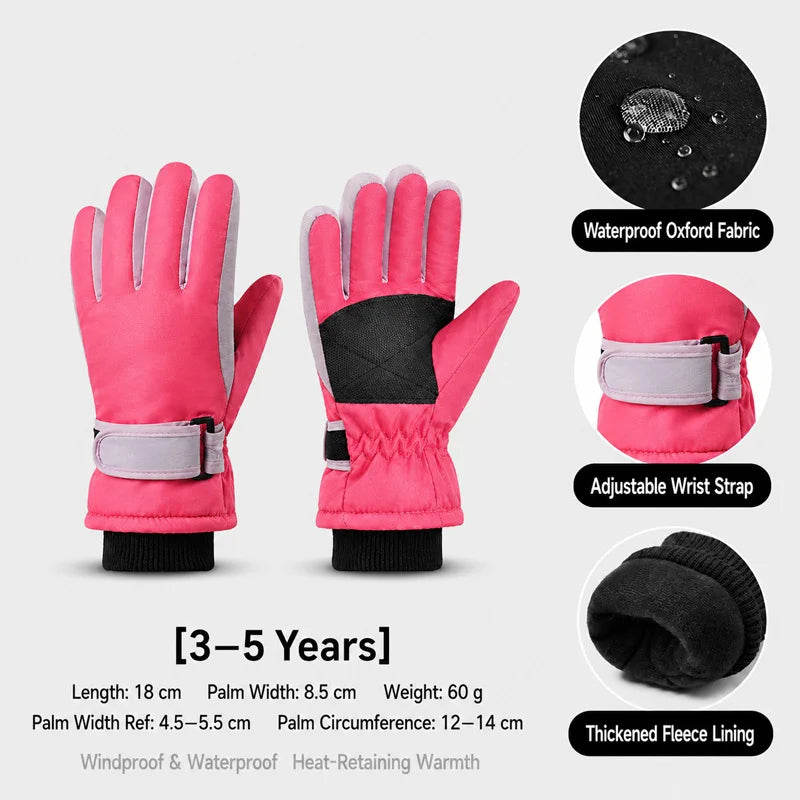 Gants de Ski Hiver Enfant | Imperméables Coupe-Vent | Doublure Polaire | Garçon & Fille 3-15 ans