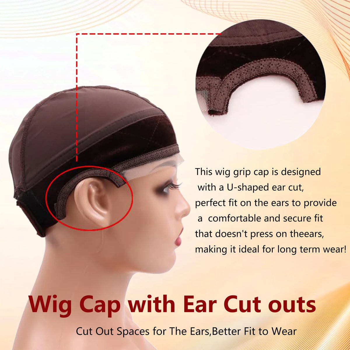 1pcs Wig Caps Ultra Soft & Breathable & Stretchable, Wig Cap with Grip Band That Is Anti-Slip & Features Adjustable Closure