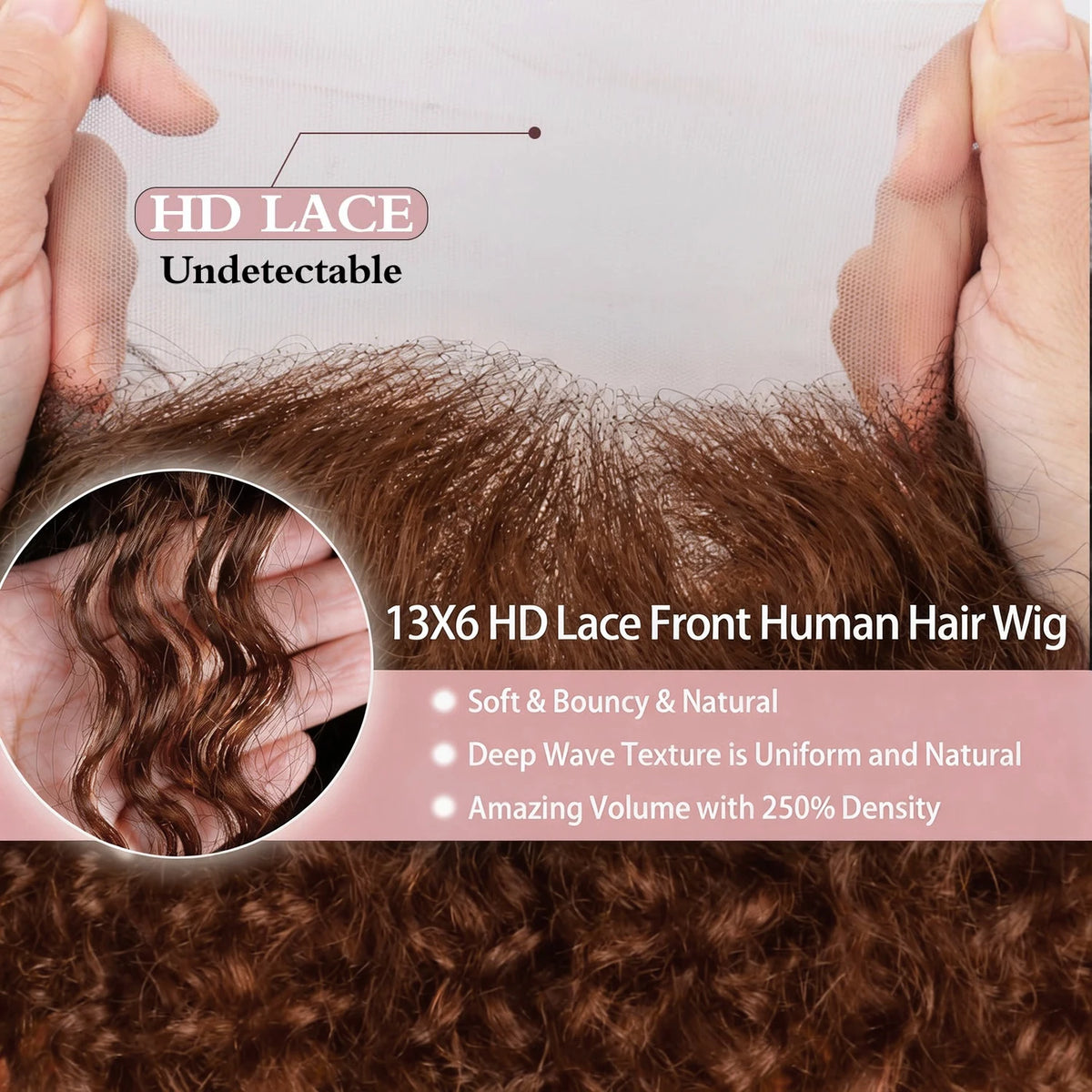 250 Density Chocolate Brown Deep Wave Human Hair Wig 30-38 Inch Transparent Lace Frontal Wigs 13x6 Lace Front Water Curly Wigs