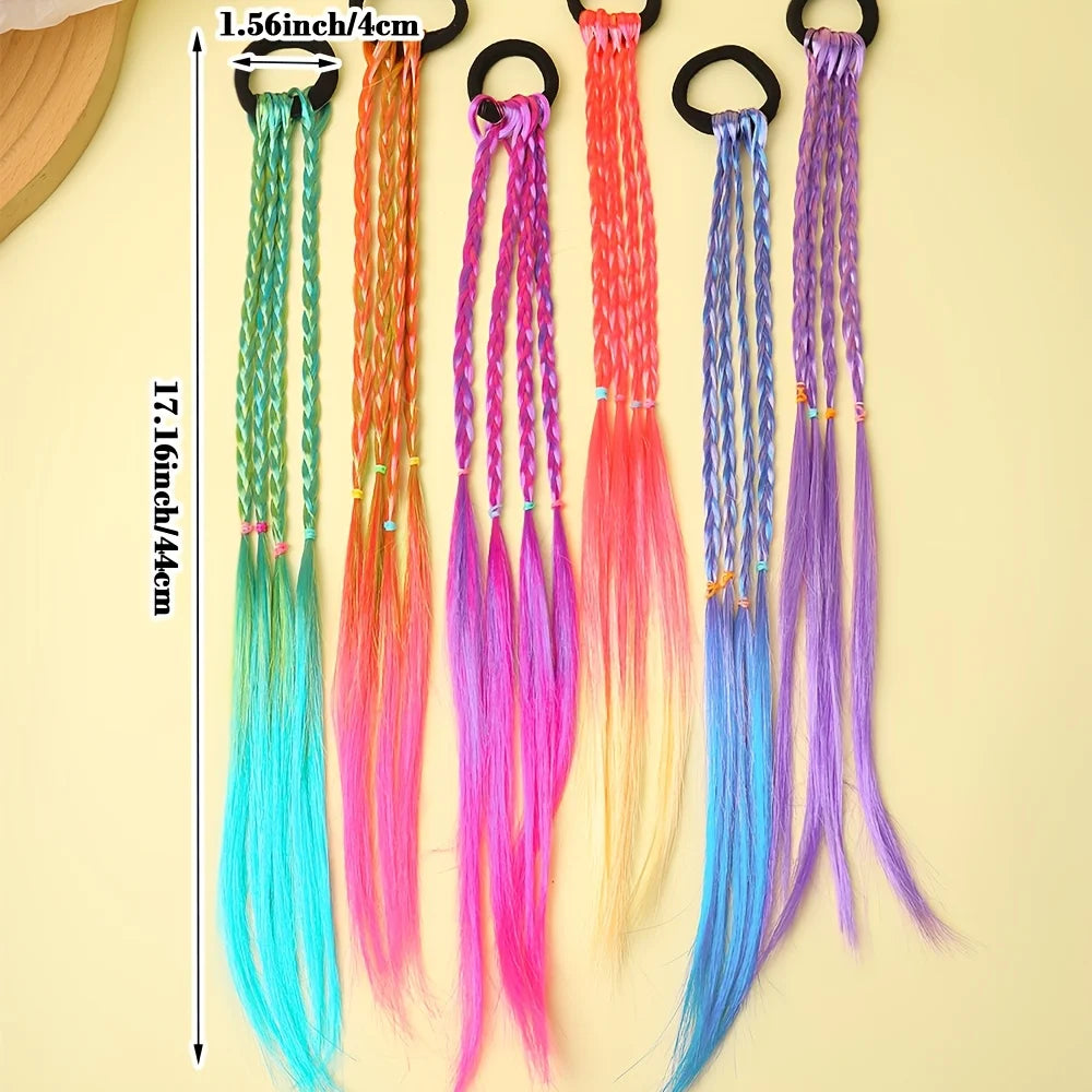 6 Pieces of Multi-Color Bohemian Style Sweet Wig Braid Hair Ties Suitable for Girls
