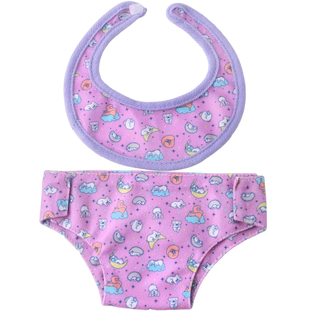 Lot Bavoirs Bébé | 43 cm | Sous-Vêtements Poupée Reborn | Américaine 18 Pouces | Accessoires Poupée (v2)