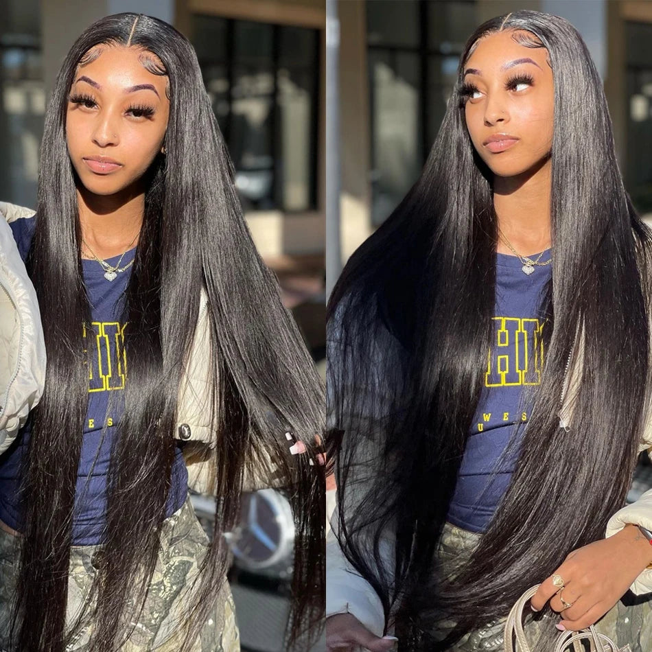 HD Lace Frontal Wig 13x6 13x4 Lace Front Wig Human Hair 30Inch Bone Straight Transparent Lace Human Hair Wigs 4x4 HD Closure Wig