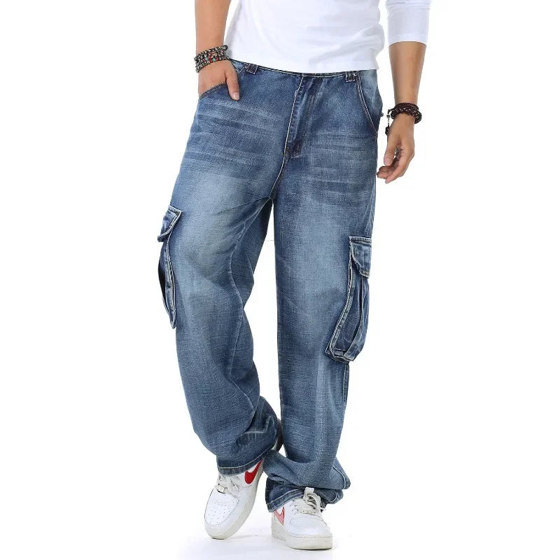 Jean droit en denim pour homme | Poches et taille mi-haute