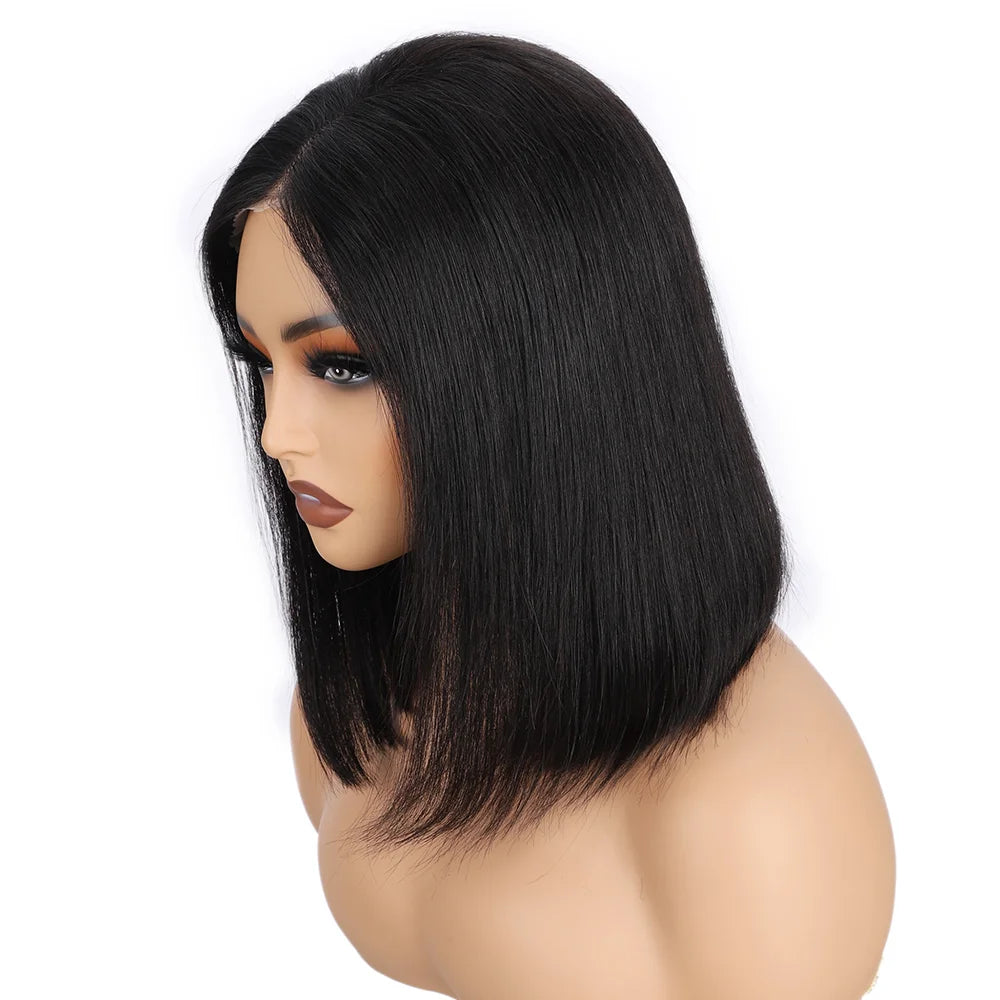 Perruque Bob Lisse Glueless | Wear & Go | Lace Front Pré-Coupée | Sans Colle | Cheveux Humains | Femme