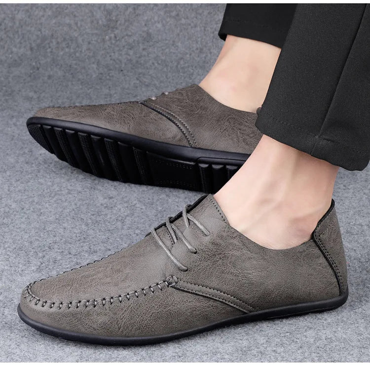 Mocassins Homme Mariage | Cuir Fendu Blanc | Chaussures Conduite Légères | Slip-On Casual Élégant 2026