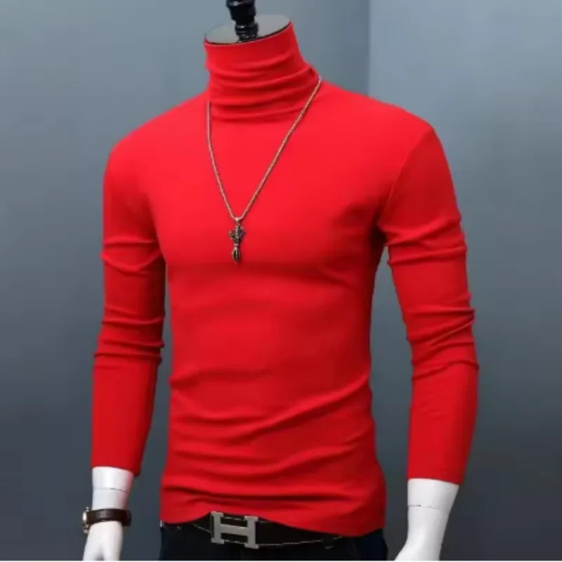 Men's T Shirts Autumn Winter New Turtleneck Long Sleeve T-Shirts For Men Clothing 2025 Slim Fit Casual Basic Tee Shirt Homme 5XL