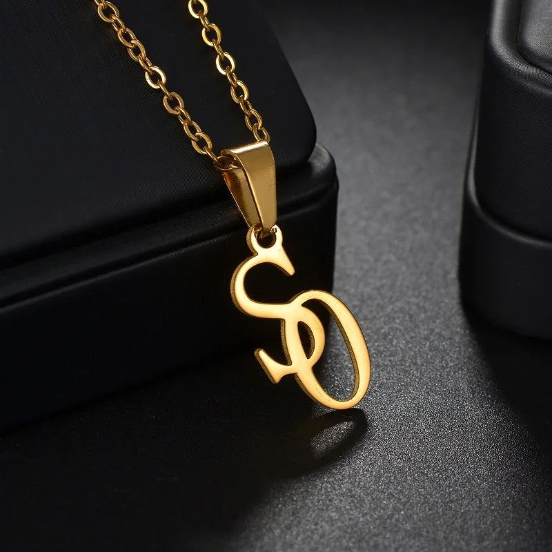Collier Prénom Personnalisé 365 | Lettre Initiale Acier Inoxydable | Pendentif Charme | Cadeau Bijou Femme