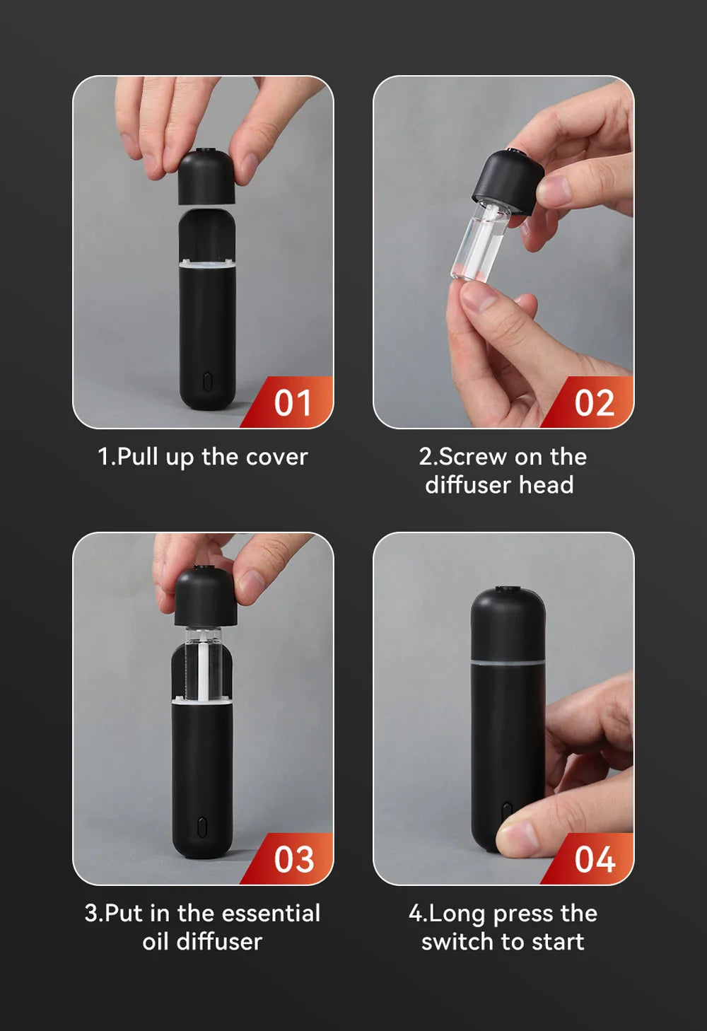 Car Air Freshener Perfume Vent Clip Electric Aroma Diffuser Cordless with 6 Scents Small Portable Gifts Essential Oil Diffuser