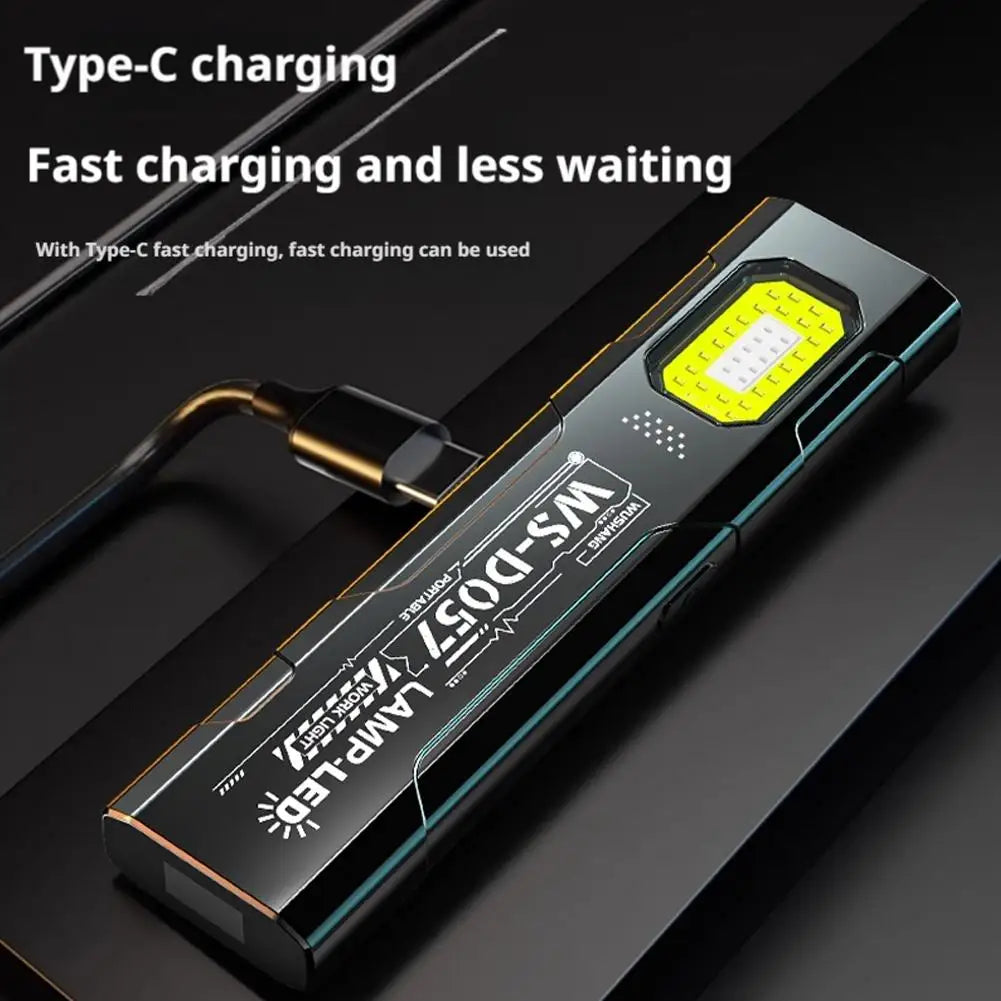 Mini Portable Rechargeable LED Torch Light, Waterproof Outdoor Work Pocket Flashlight with Magnetic Grip, Compact LED Flashlight