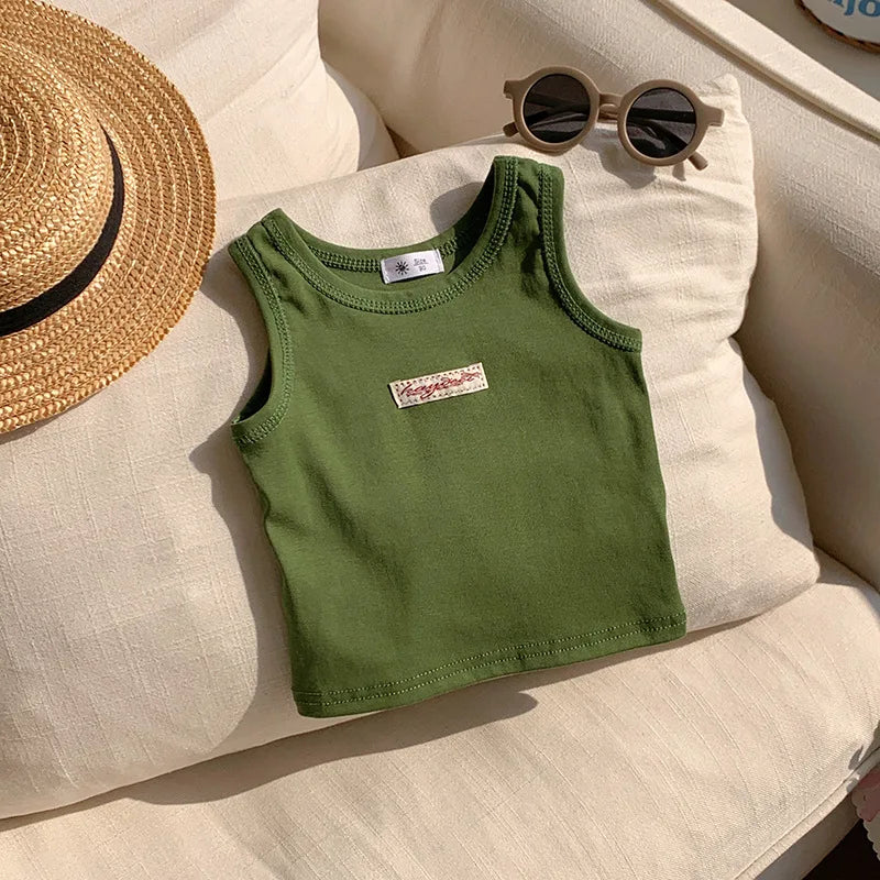 Fashion Children T-shirt For Girls Boys Cotton Vest Tops Kids Summer Clothes Sleeveless T-shirt