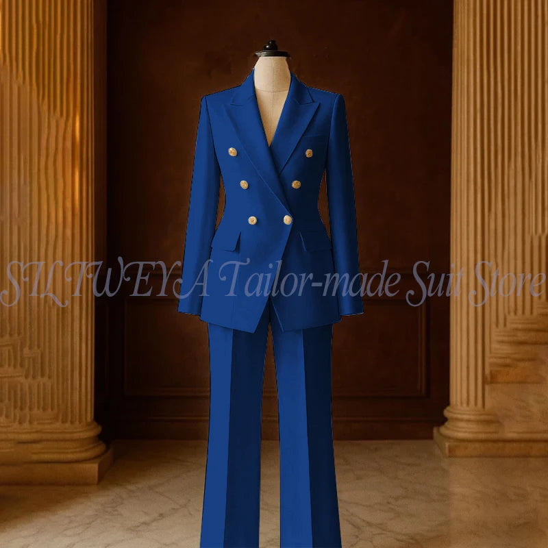 Ensemble Tailleur 2 Pièces Femme | Veste Double Boutonnage & Pantalon Droit | Élégant Bureau Toutes Saisons | Sur Mesure