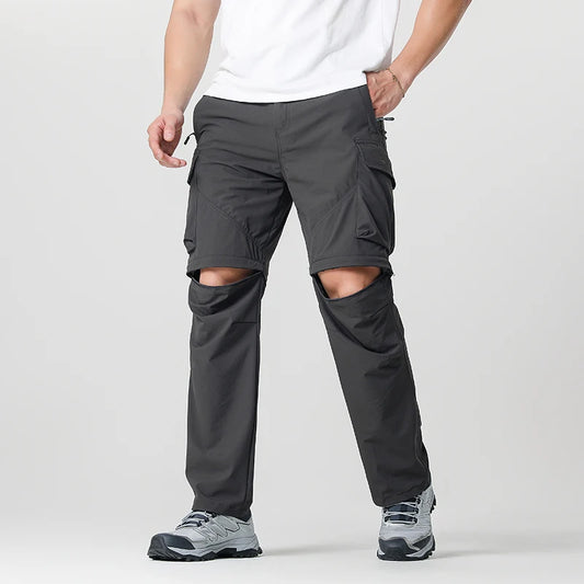 Men's Convertible Cargo Hiking Pants, Waterproof, Quick Dry, Lightweight, Zip-Off Legs, Perfect for Outdoor Adventures, Fishing and Camping, All-Season Versatile Hiking Gear.
