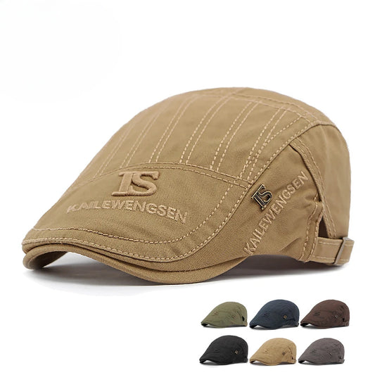 2026 Hat Men's Spring Summer Embroidery Cotton Cap British Vintage Fashion Forward Hat Women's Casual Beret Youth Hat