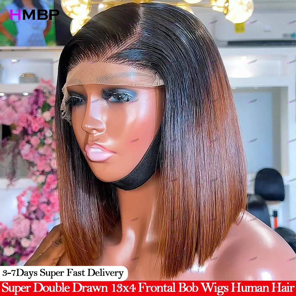 Highlight Vietnamese Super Double Drawn Bob Wigs Human Hair Chocolate Brown 13x6 Lace Frontal Wig 350 Density 100% Human Hair
