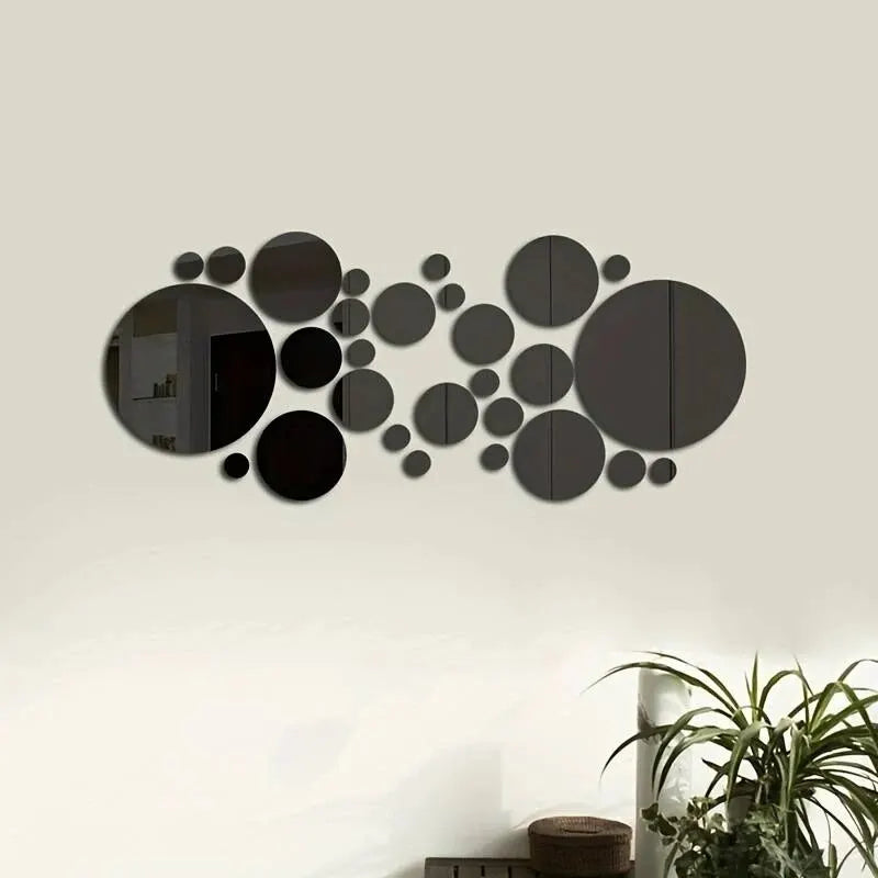 Lot 26 Stickers Miroir Rond Acrylique 3D | DIY Chambre Salle de Bain & Télévision | Décor Mural