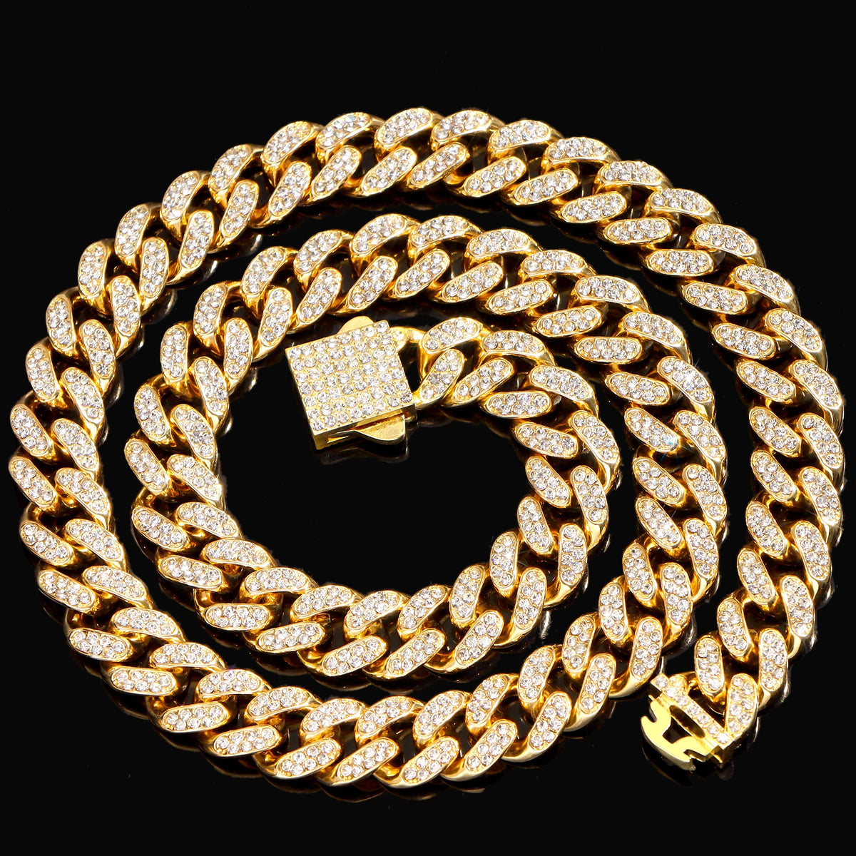 Men's Initial Name Pendant Necklace with Hip Hop Iced Out Rhinestone Paved Cuban Link Chain Necklace Fashion Birthday Jewelry Gift