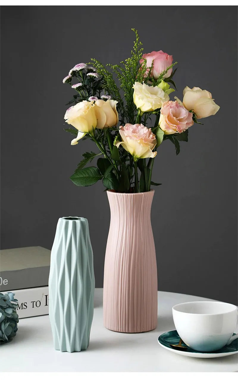 Vase Plastique Imitation Céramique Blanc | Style Nordique | Mariage & Décor Chambre & Bureau