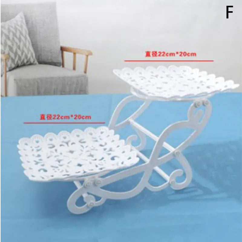 European Style Three-Tier Cake Tray Snack Stand Fruit Plate Birthday Party Decoration Supplies Wedding Dessert Table Cake Stand