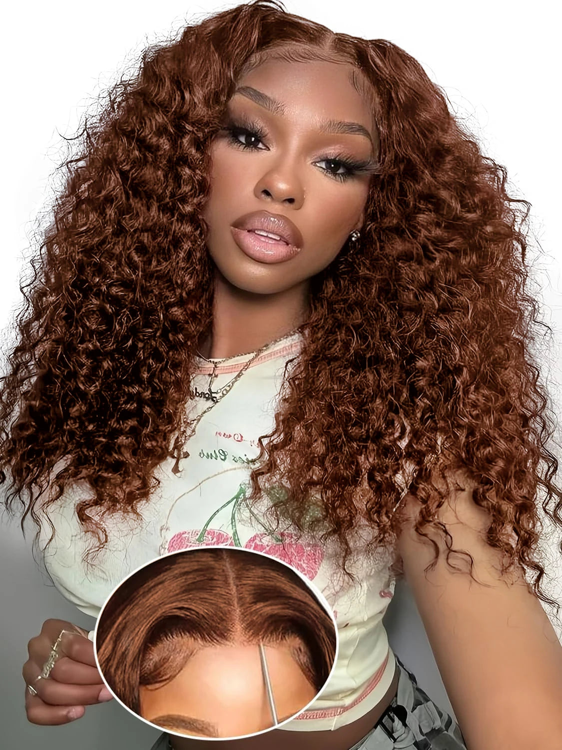 250 Density Chocolate Brown Deep Wave Human Hair Wig 30-38 Inch Transparent Lace Frontal Wigs 13x6 Lace Front Water Curly Wigs