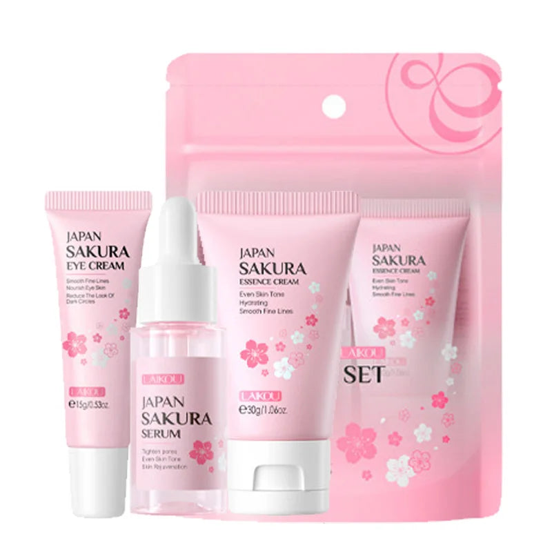 LAIKOU Vitamin C Skin Care Sets 3pcs Face Cream Serum Eye Cream Moisturizing Anti Wrinkles Facial Care Kit