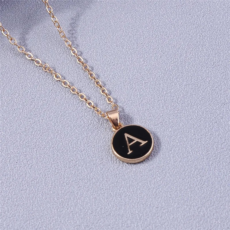 Collier Pendentif Initiales Femme | 26 Lettres A-Z Émail | Bijou Tendance Cadeau Anniversaire Fille