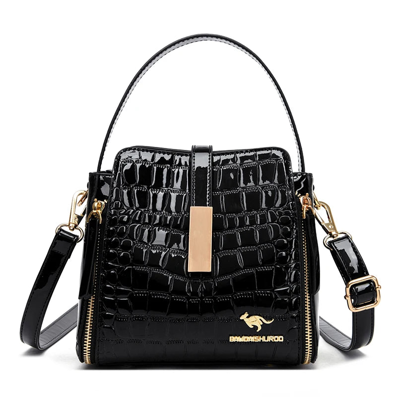 Sac à Main Femme Retro | Motif Crocodile Designer | Sacoche & Bandoulière | Cuir | Clutch Élégant