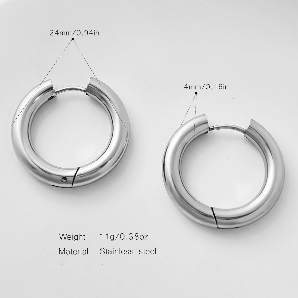 Classical Hoop Earrings, Fashionable and Versatile Stainless Steel Jewelry