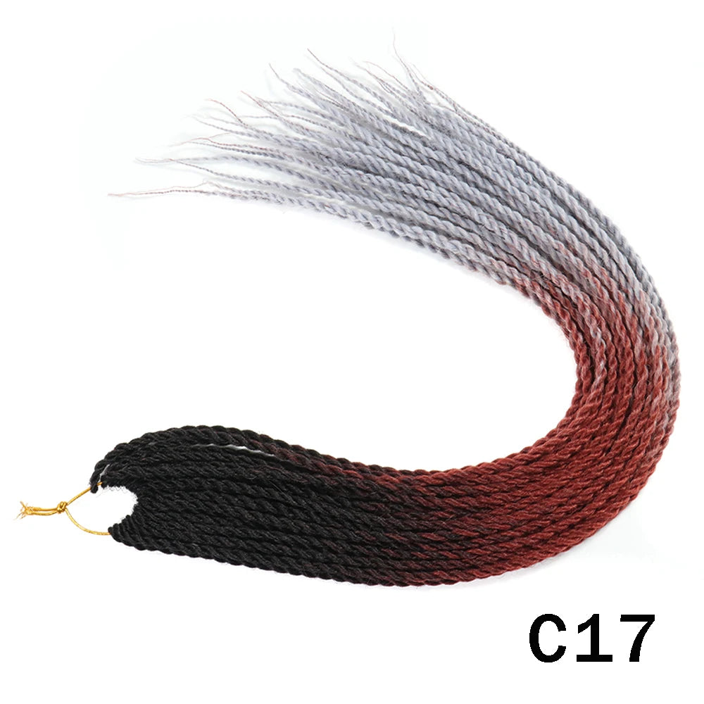 Tresses Senegalese Twist Crochet Synthétiques 24 Pouces | Brun | 30 Racines | Extensions Femme
