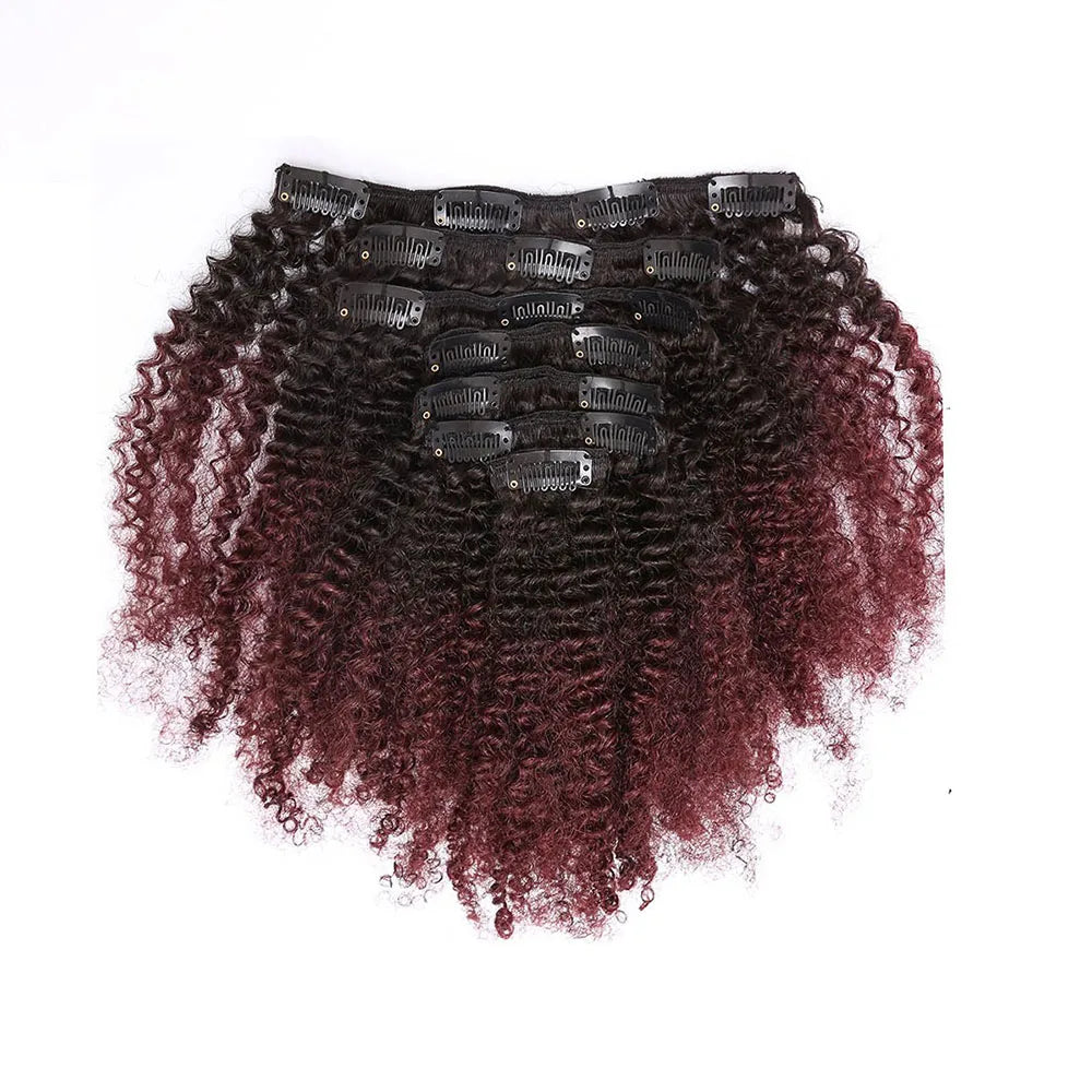 Extensions à Clips Afro Curly Kinky | 10-24 Pouces | 120g 8 Pièces | Cheveux Humains Remy | Volume Complet