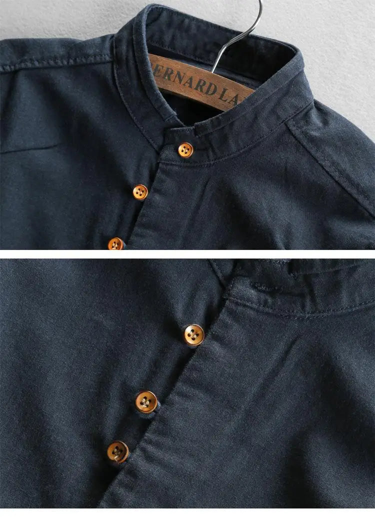 Chemise ample en coton et lin pour homme | Manches longues | M à 7XL