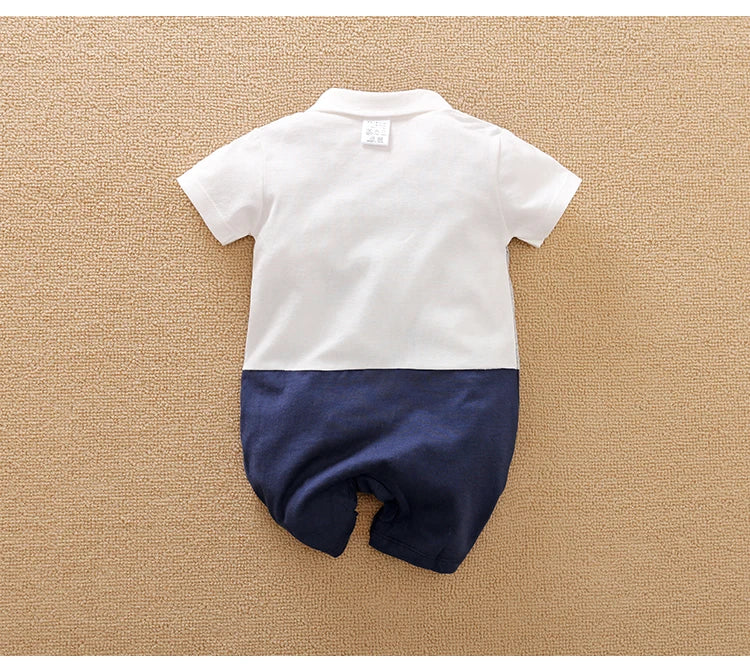 0-18 Baby Bodysuit Gentleman Style Handsome Formal Cotton Comfortable Soft Boys And Girls Summer Short-Sleeved Newborn Clothes